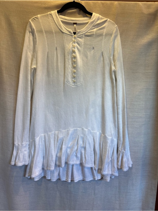 Free People Dresses & Skirts - Free People Your Girl Flounce Hem Henley Tunic Top White Size Small